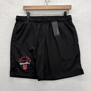 RUDIS Shorts Womens Medium Black Sierra Vista Wrestling Mesh Athletic 8" Gym NWT